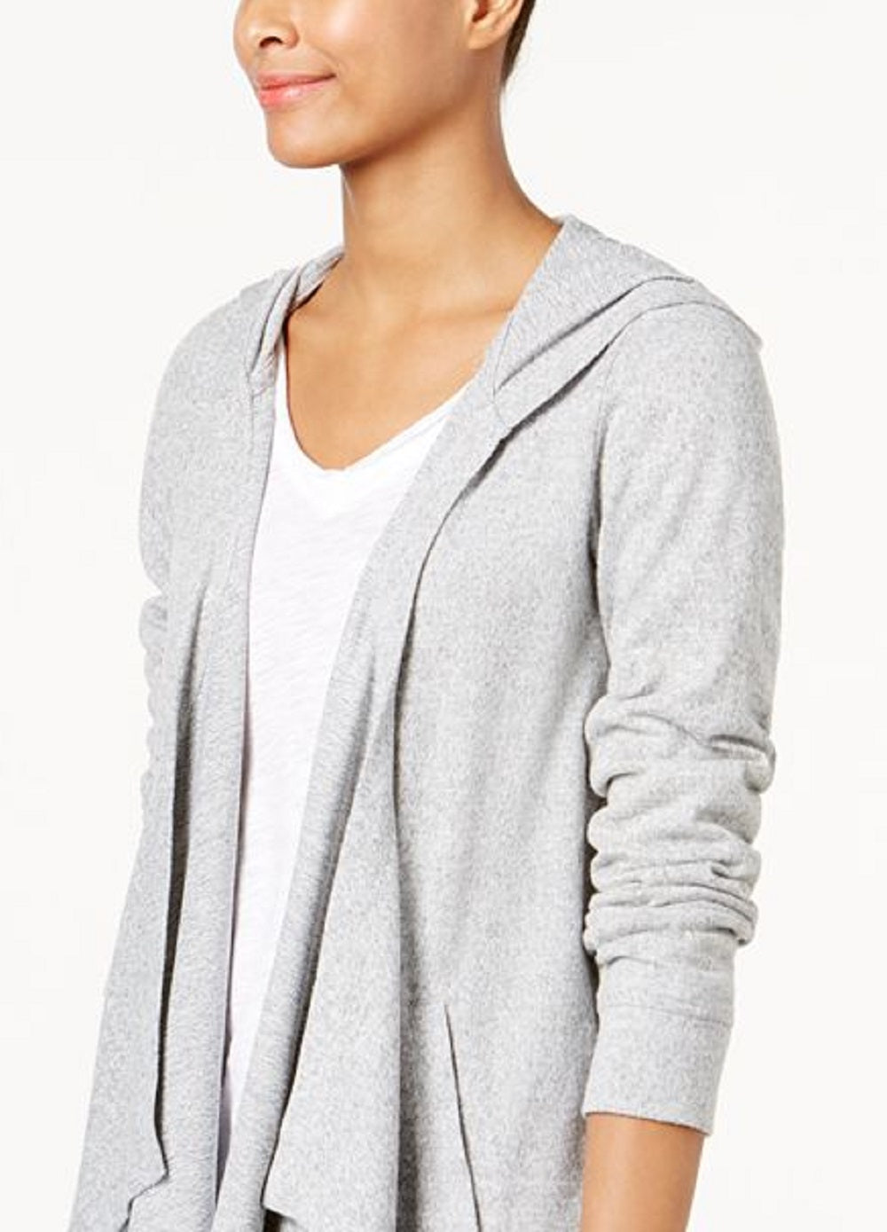 Cardigan feminino com capuz e frente aberta da INC International Concepts, cinza, tamanho extragrande