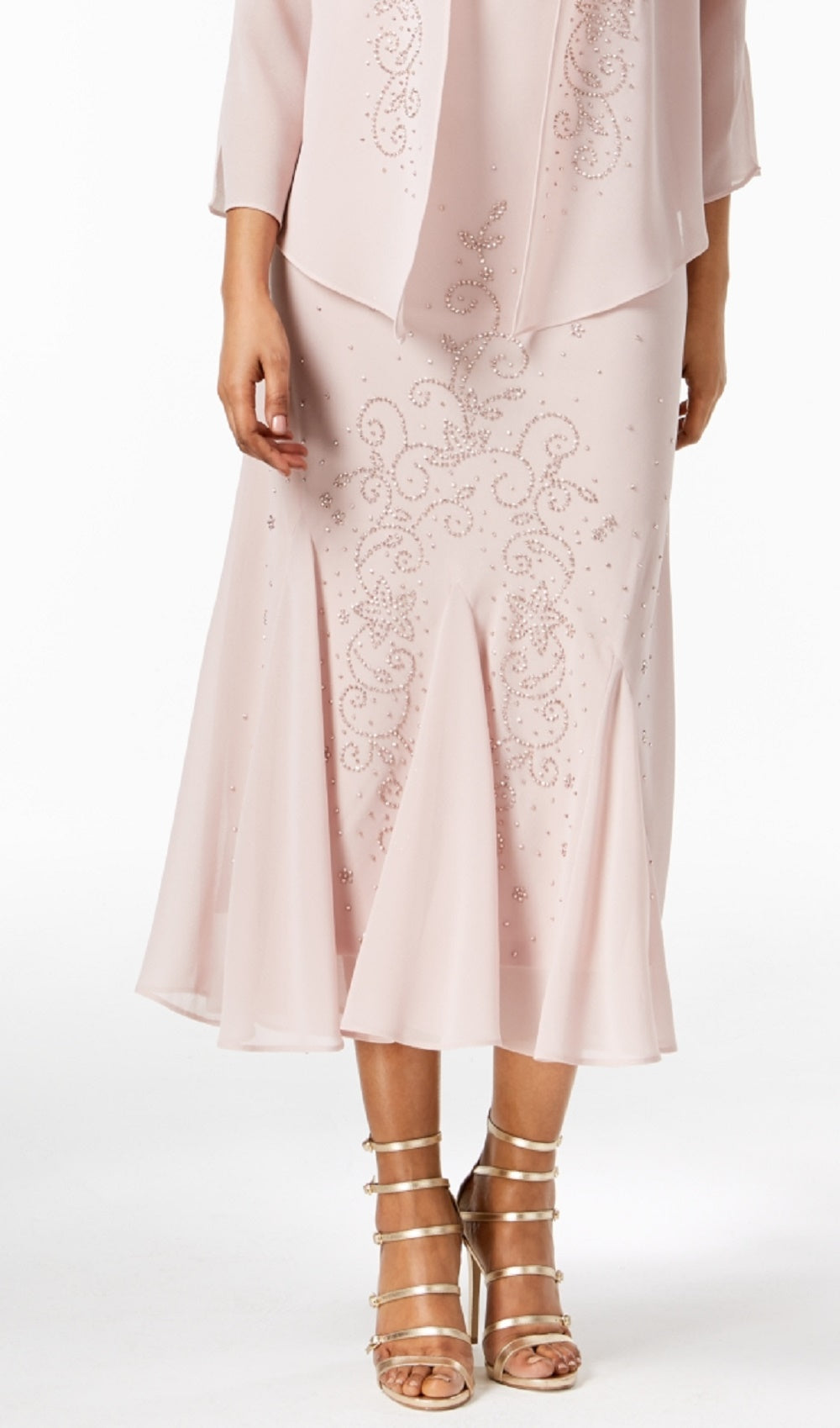 Vestido e jaqueta sem mangas com decote em V e contas R &amp; M Richards feminino, rosa, tamanho 14