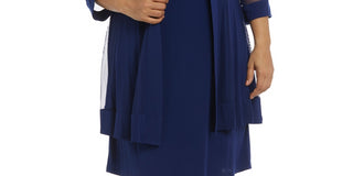 Vestido e jaqueta femininos R &amp; M Richards, azul, tamanho 16W