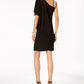 Vestido feminino R &amp; M Richards com um ombro só e strass, preto, tamanho 14