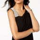 Vestido feminino R &amp; M Richards com um ombro só e strass, preto, tamanho 14