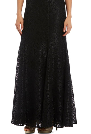 Vestido de renda ombro a ombro feminino R &amp; M Richards, preto, tamanho 8, pequeno