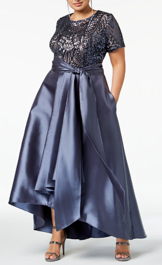 Vestido longo feminino R &amp; M Richards, cinza, tamanho 18W