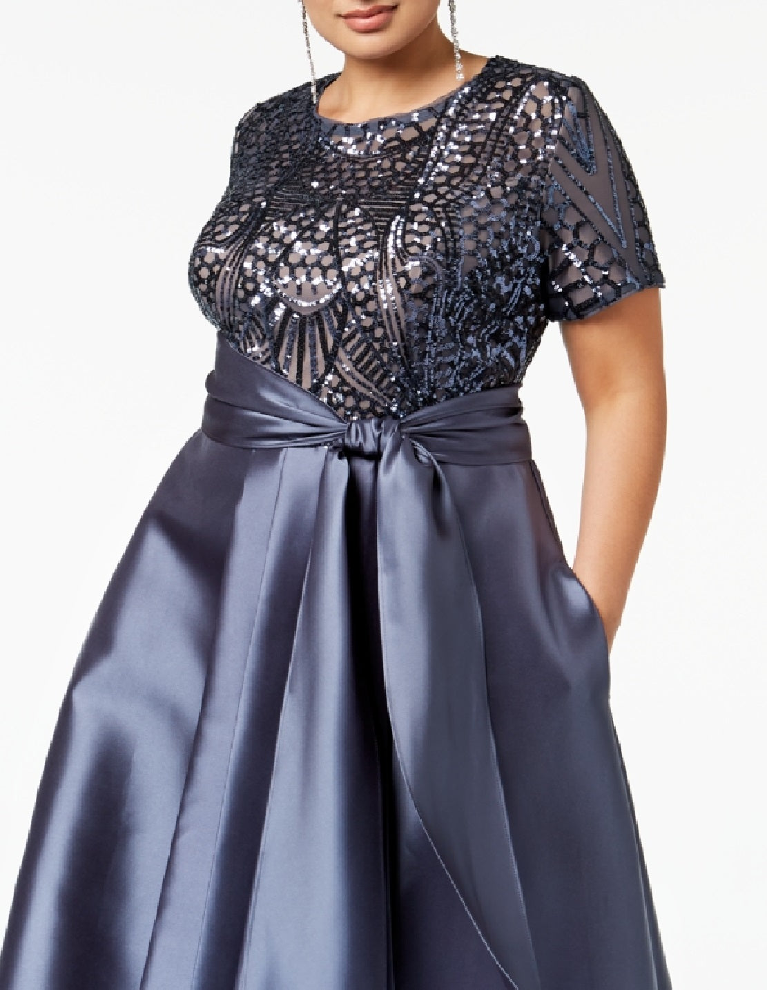 Vestido longo feminino R &amp; M Richards, cinza, tamanho 18W