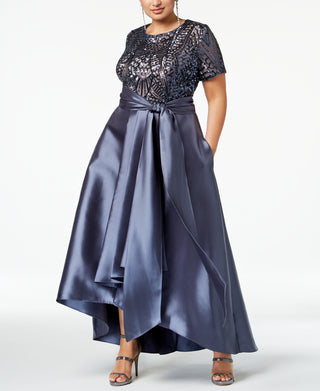 Vestido longo feminino R &amp; M Richards, cinza, tamanho 18W