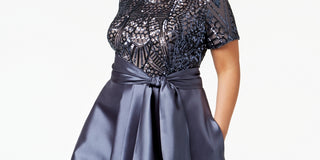 Vestido longo feminino R &amp; M Richards, cinza, tamanho 18W