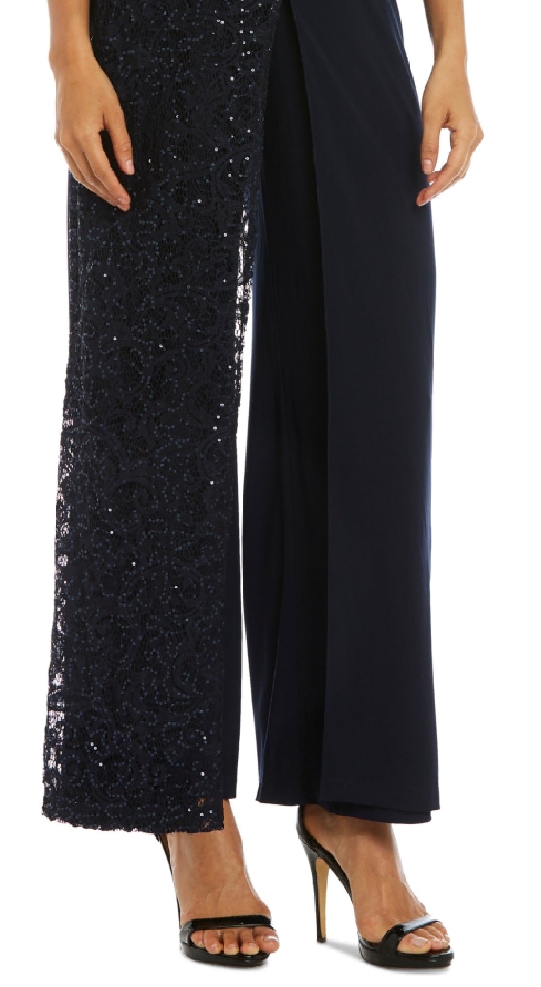 Macacão feminino de renda com um ombro só R &amp; M Richards, azul, tamanho 6