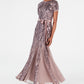 Vestido feminino R &amp; M Richards com lantejoulas e pregas, marrom, tamanho 8