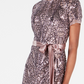 Vestido feminino R &amp; M Richards com lantejoulas e pregas, marrom, tamanho 8