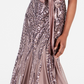 Vestido feminino R &amp; M Richards com lantejoulas e pregas, marrom, tamanho 8