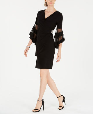 Vestido envelope feminino R &amp; M Richards com strass falso, preto, tamanho 10