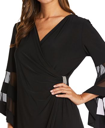 Vestido envelope feminino R &amp; M Richards com strass falso, preto, tamanho 10