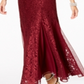 Vestido de renda feminino R &amp; M Richards com detalhes em vinho, tamanho 16
