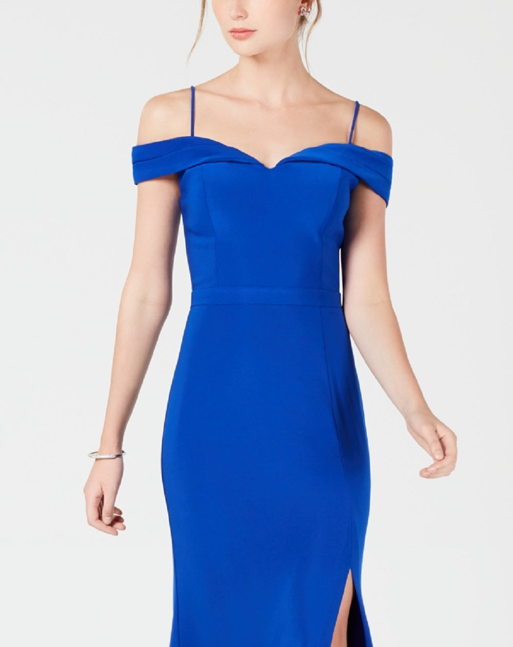 Vestido de festa infantil Morgan &amp; Company com ombros descobertos, azul, tamanho 5