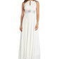Vestido feminino R &amp; M Richards com decote em forma de fechadura e detalhes em branco, tamanho 6