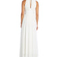 Vestido feminino R &amp; M Richards com decote em forma de fechadura e detalhes em branco, tamanho 6