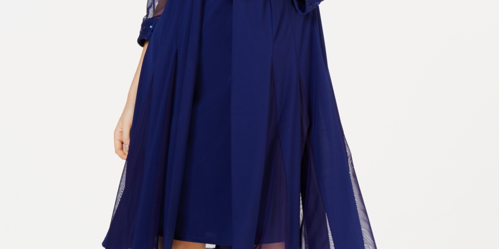 Vestido e jaqueta Duster femininos R &amp; M Richards, azul, tamanho 8