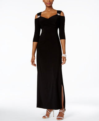 Vestido feminino R &amp; M Richards com ombros descobertos, cinza, tamanho 8