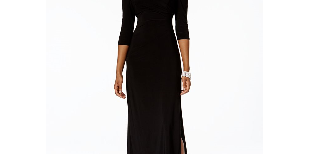 Vestido feminino R &amp; M Richards com ombros descobertos, cinza, tamanho 8