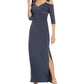 Vestido feminino R &amp; M Richards com ombros descobertos, cinza, tamanho 8