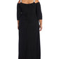 Vestido feminino R &amp; M Richards com decote em V e ombros descobertos, cinza, tamanho 22W