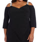 Vestido feminino R &amp; M Richards com decote em V e ombros descobertos, cinza, tamanho 22W