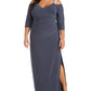 Vestido feminino R &amp; M Richards com decote em V e ombros descobertos, cinza, tamanho 22W