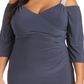 Vestido feminino R &amp; M Richards com decote em V e ombros descobertos, cinza, tamanho 22W