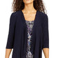 Vestido estampado com colar e jaqueta drapeada feminino R &amp; M Richards, azul, tamanho 10, pequeno