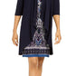 Vestido estampado com colar e jaqueta drapeada feminino R &amp; M Richards, azul, tamanho 10, pequeno