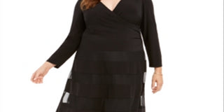 R&M Richards Women's V Neck Illusion Cocktail And Party Dress Black Size 20W