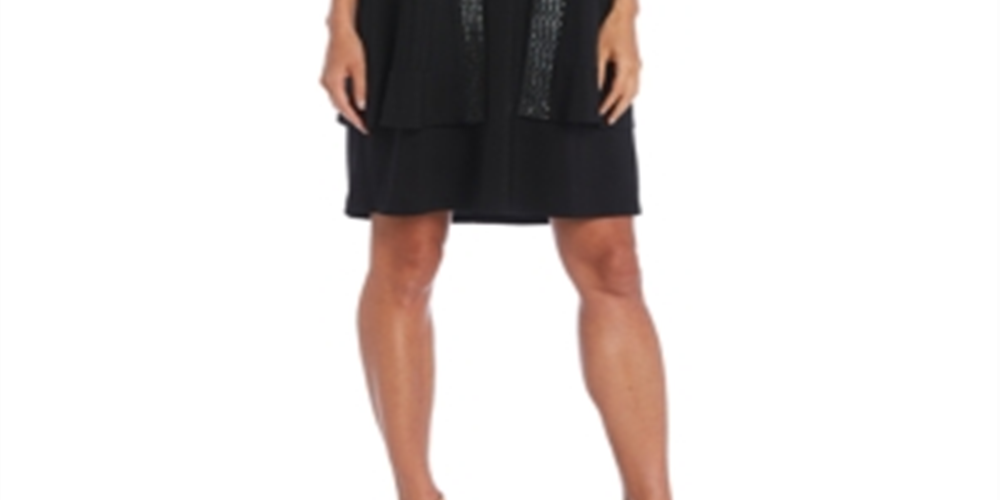 Vestido e jaqueta femininos R&amp;M Richards com detalhes em vinho, tamanho 10P