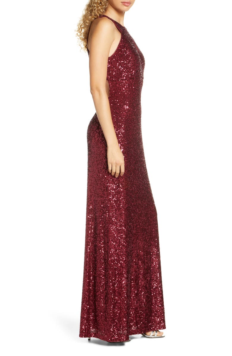 Vestido formal feminino Morgan &amp; Company com recorte de lantejoulas, vermelho, tamanho 11
