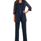 Jaqueta Soutache Feminina R &amp; M Richards Shell &amp; Calça Azul Tamanho 8