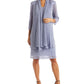 Vestido e jaqueta de malha amassada feminina R&amp;M Richards, azul, tamanho 8, pequeno