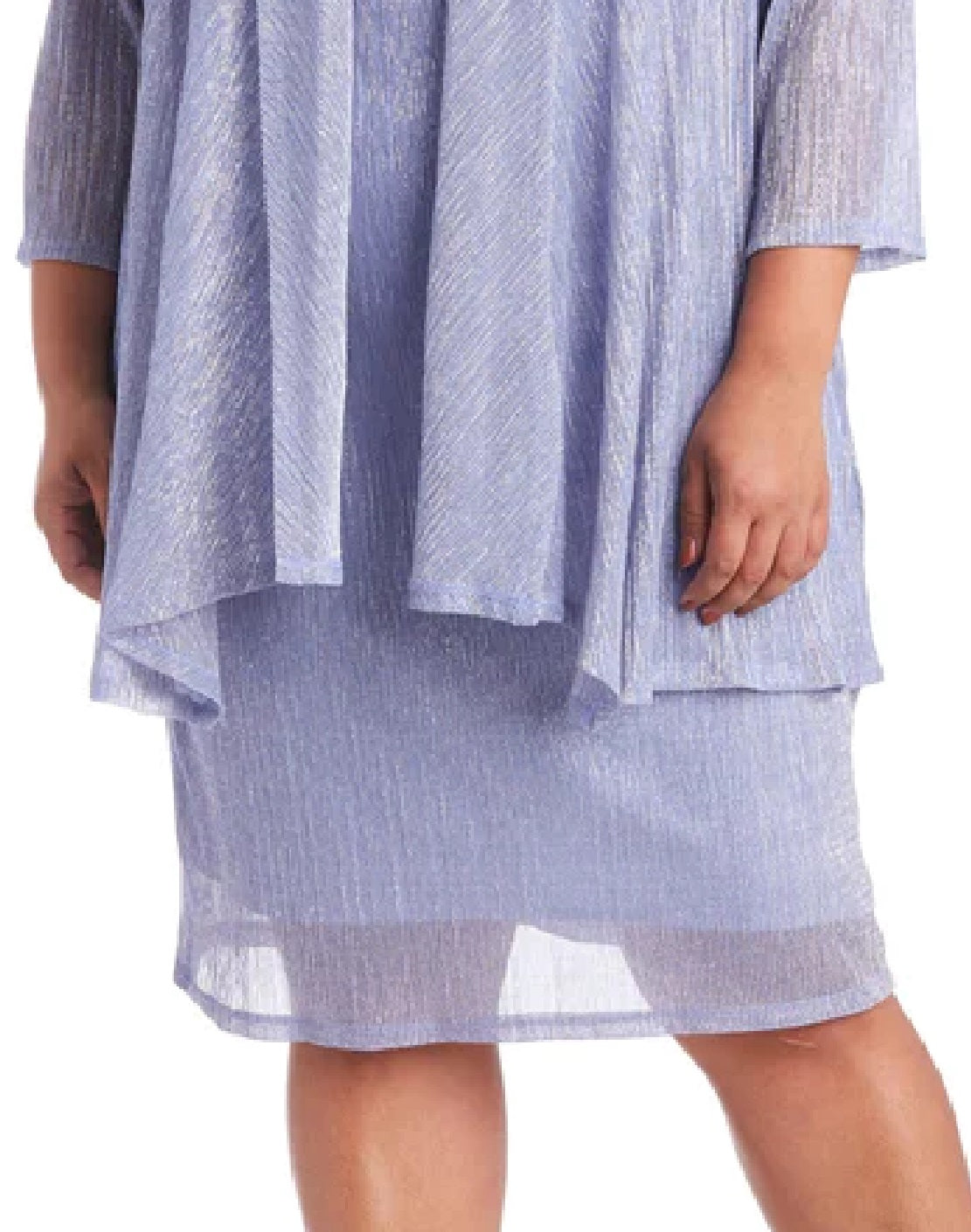 Vestido e jaqueta de malha amassada feminina R &amp; M Richards, azul, tamanho 10, pequena