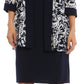 Vestido justo feminino R&amp;M Richards e jaqueta estampada azul tamanho 4P Petite