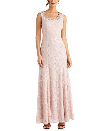 Vestido com contas e jaqueta flyaway feminino R &amp; M Richards, rosa, tamanho 6