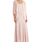 Vestido com contas e jaqueta esvoaçante feminino R &amp; M Richards, laranja, tamanho 8