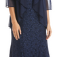 Vestido com contas e jaqueta flyaway feminino R &amp; M Richards, azul, tamanho 18