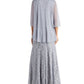 Vestido com contas e jaqueta flyaway feminino R &amp; M Richards, cinza, tamanho 8