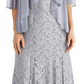 Vestido com contas e jaqueta flyaway feminino R &amp; M Richards, cinza, tamanho 14