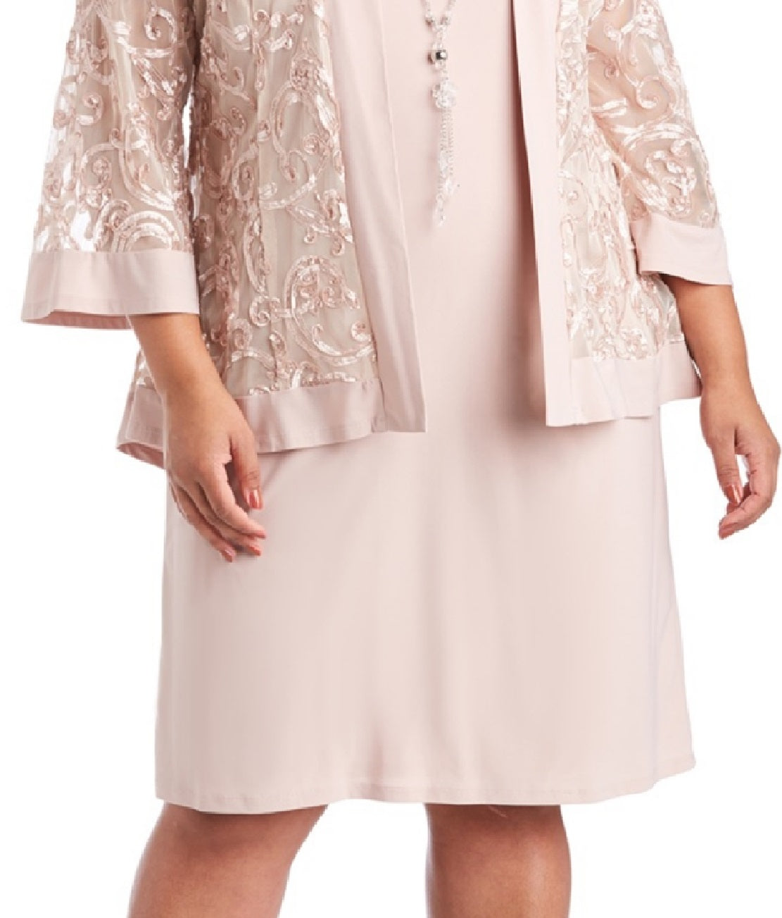 R &amp; M Richards Vestido e Jaqueta Soutache Feminino Rosa Tamanho 14W