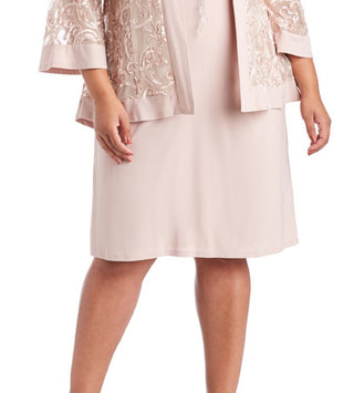 R &amp; M Richards Vestido e Jaqueta Soutache Feminino Rosa Tamanho 16W