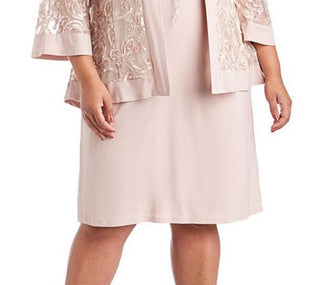 R &amp; M Richards Vestido e Jaqueta Soutache Feminino Rosa Tamanho 18W