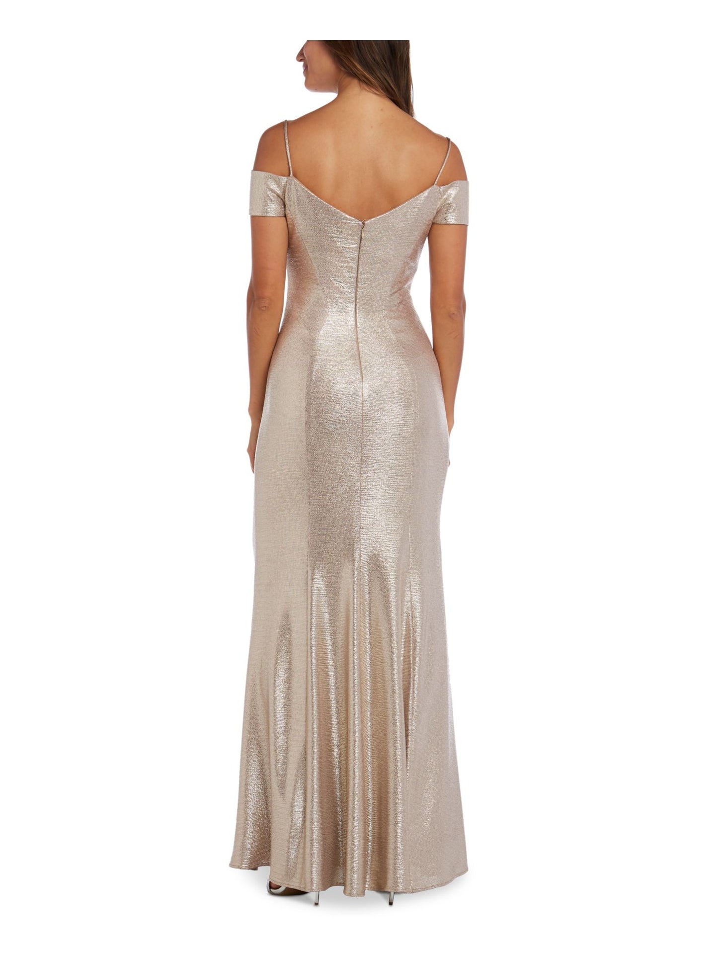 Vestido feminino Nightway metálico ombro a ombro marrom tamanho 4 pequeno