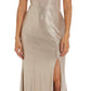Vestido metálico tomara que caia feminino Nightway marrom tamanho 10 Petite