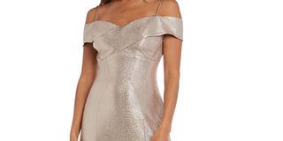 Vestido metálico tomara que caia feminino Nightway marrom tamanho 10 Petite