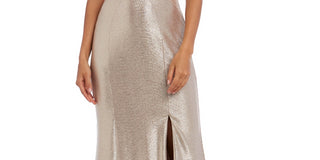 Vestido metálico tomara que caia feminino Nightway marrom tamanho 10 Petite