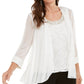 Blusa feminina Nightway com contas e jaqueta de chiffon, branca, tamanho médio